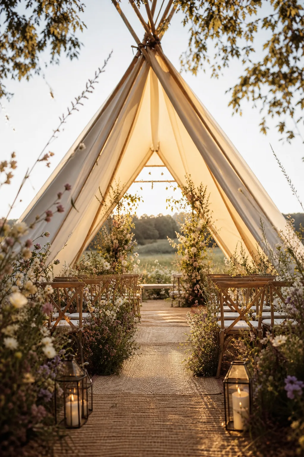 Cérémonie de mariage sous un tipi