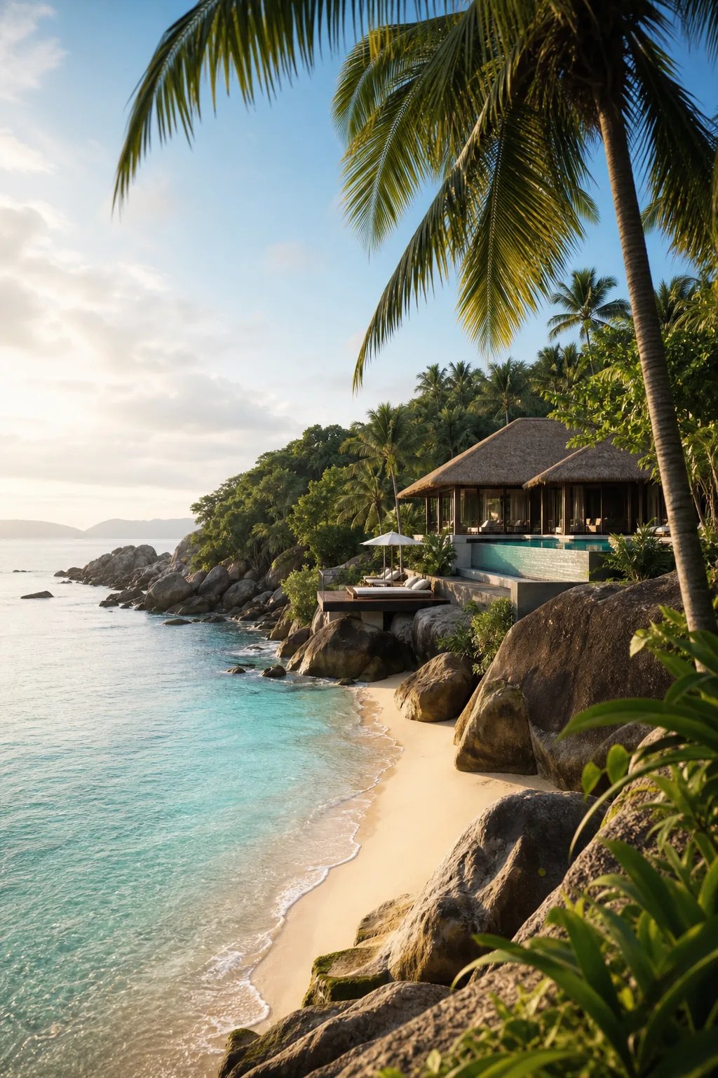 Côte tropicale paisible pour un voyage de noces