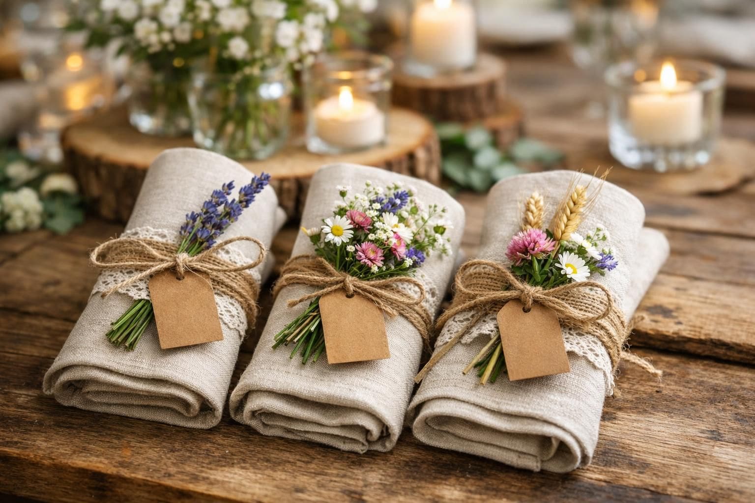 Idées originales pour décorer les serviettes de mariage champêtre en 2025