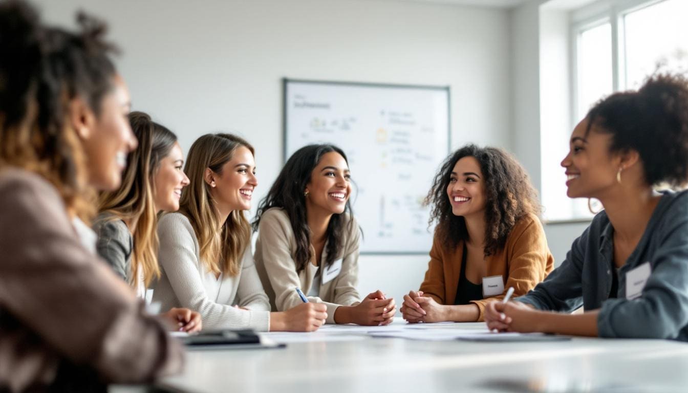 Femme de 35 ans participant à un atelier de développement personnel