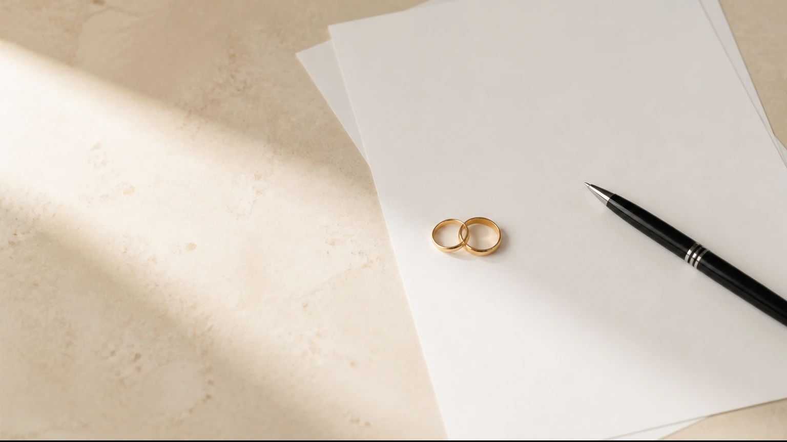 Alliances et documents symbolisant le choix d’un nom d’usage après le mariage