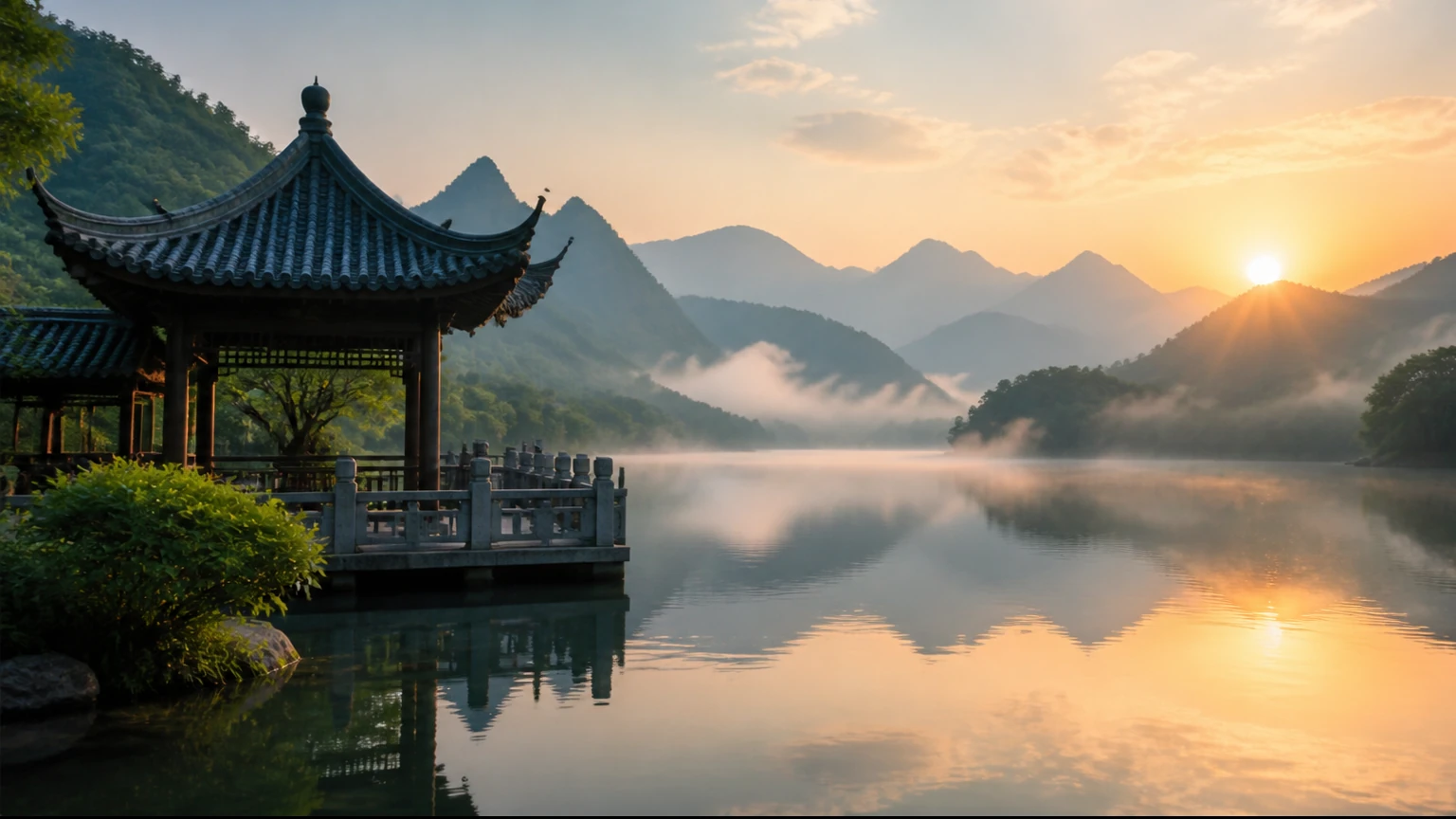 Couple admirant un paysage de montagnes en Chine